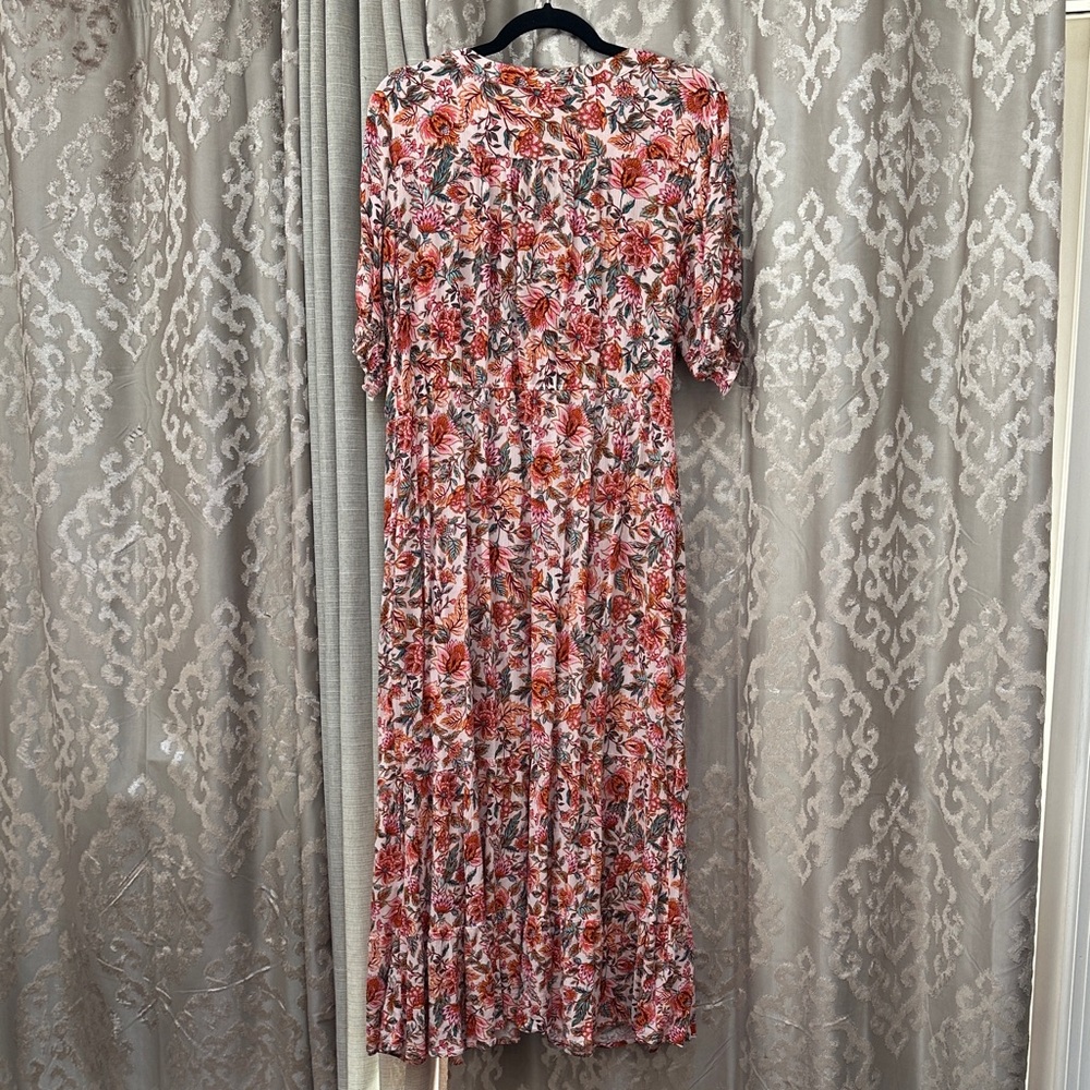 Indigo Rose Floral Pink Short Sleeve Maxi Dress Size Large - Picture 7 of 8